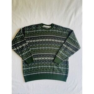 Vintage Fair Isle Sweater Green Mens XL Unisex Made‎ in Canada Tip Top